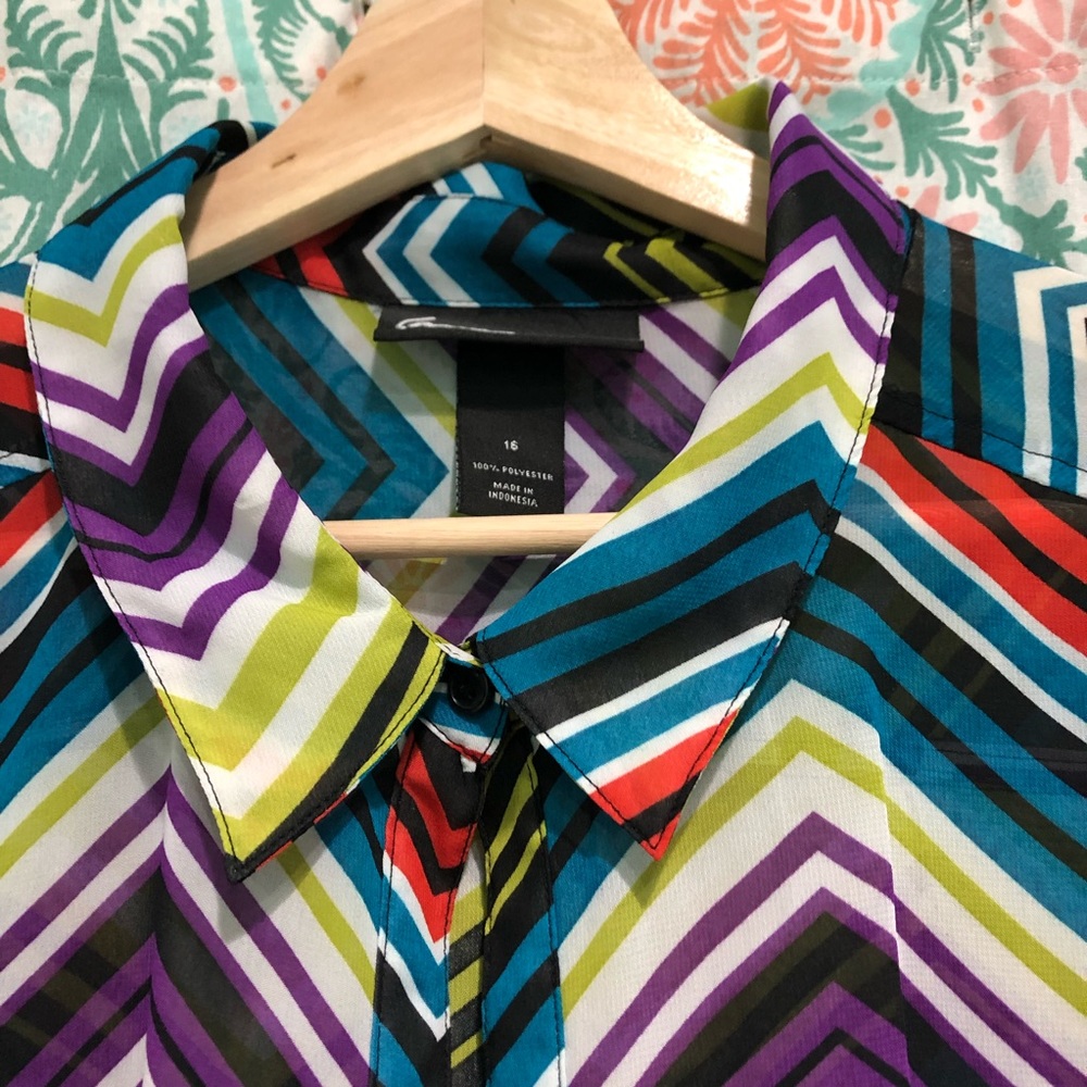 Lane Bryant Multi Stripe Button Down - image 3